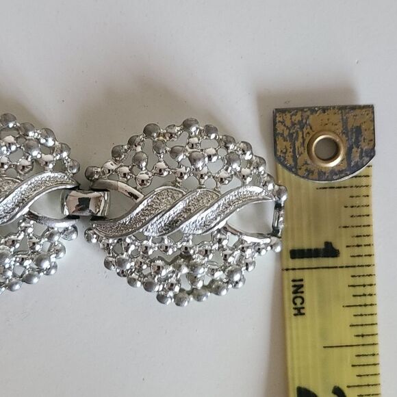 vintage 1960s emmons silver plated statement bracelet 7.5 inches long - Picture 5 of 6